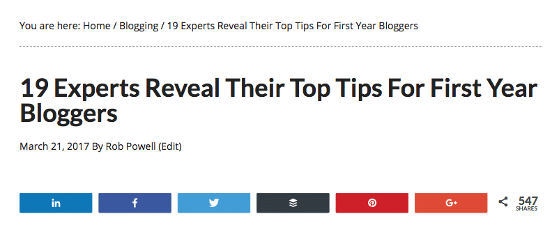 Expert Roundup post about top tips for first-year bloggers