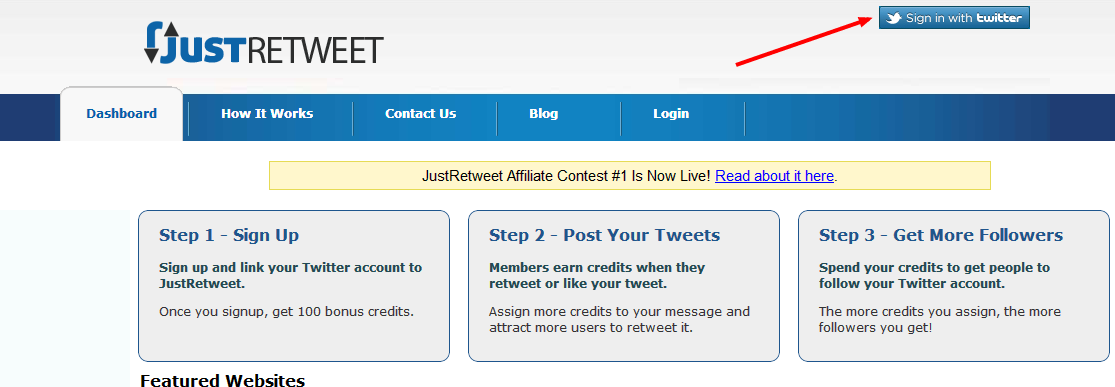 Sign Up on JustRetweet