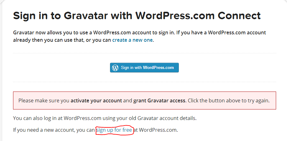 gravatar sign up