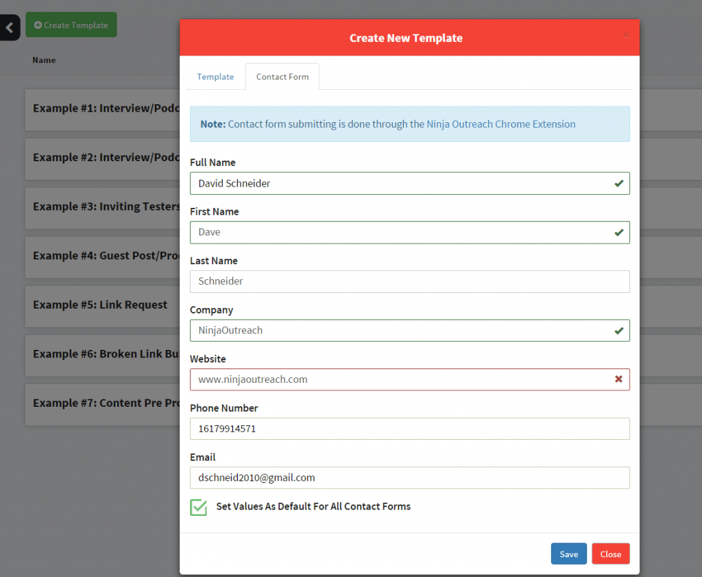 Autofill info for contact form