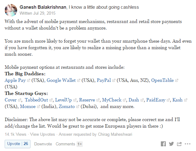 Answer written in quora