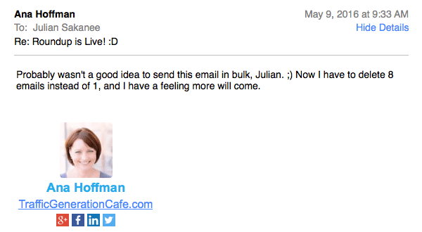 Email from Ana Hoffman
