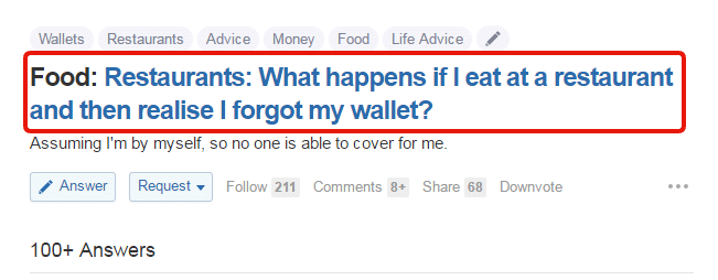 Question asked in quora