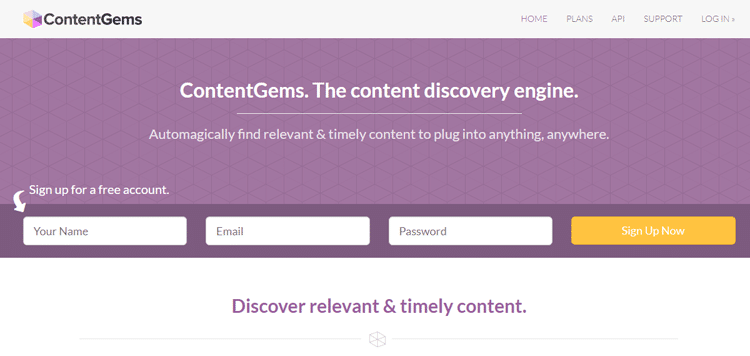 ContentGems homepage