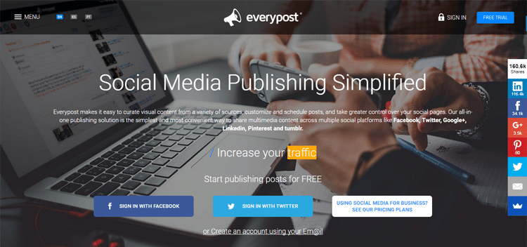 Everypost homepage