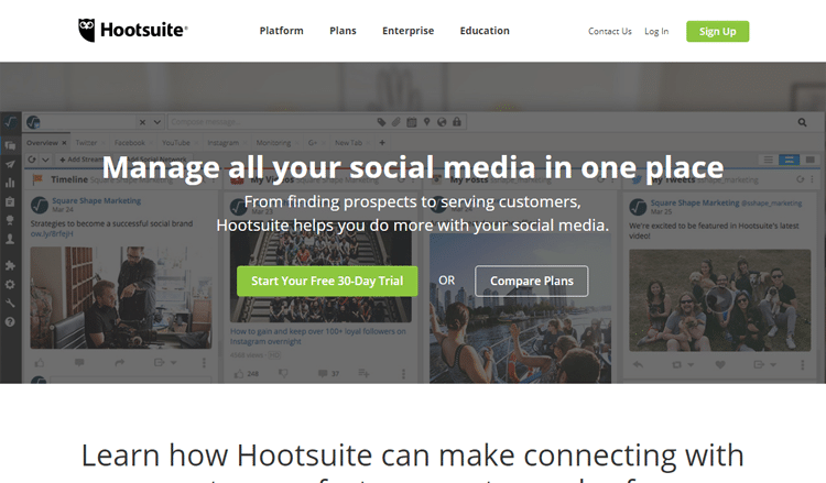 Hootsuite homepage