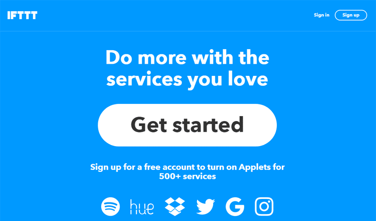 IFTTT homepage