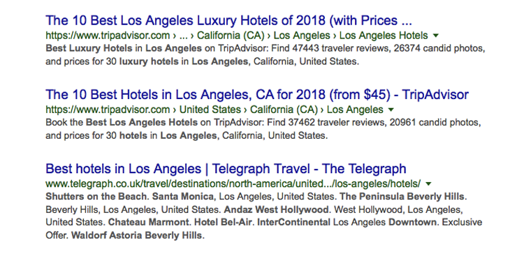 Los angeles hotels search